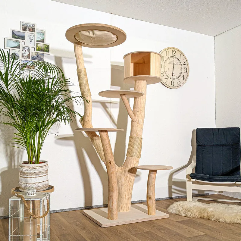 Naturkratzbaum 4328 Kratzbaum Natur Holz Design 183 cm hoch Katzenbaum