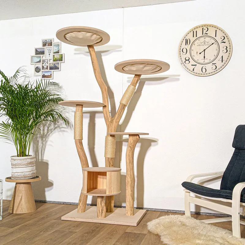 RESERVIERT + ÄNDERUNGEN - Naturkratzbaum 4325 Kratzbaum Natur Holz Design 195 cm hoch Katzenbaum