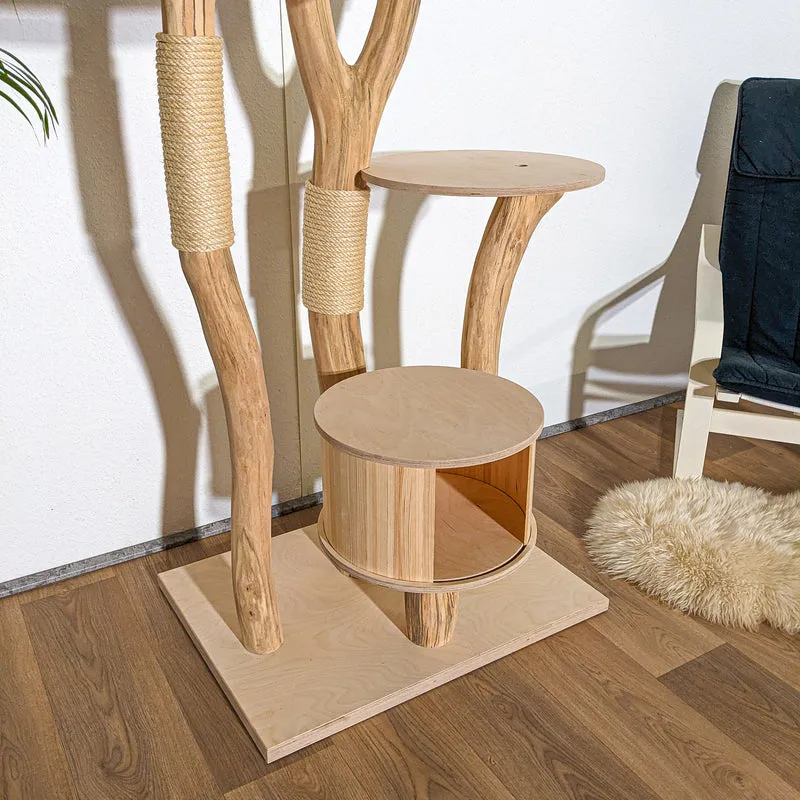 RESERVIERT + ÄNDERUNGEN - Naturkratzbaum 4325 Kratzbaum Natur Holz Design 195 cm hoch Katzenbaum
