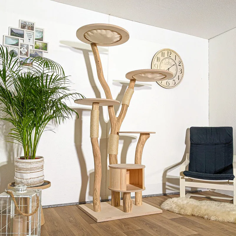 RESERVIERT + ÄNDERUNGEN - Naturkratzbaum 4325 Kratzbaum Natur Holz Design 195 cm hoch Katzenbaum