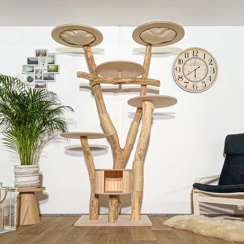Naturkratzbaum 4324 Kratzbaum Natur Holz Design 210 cm hoch Katzenbaum