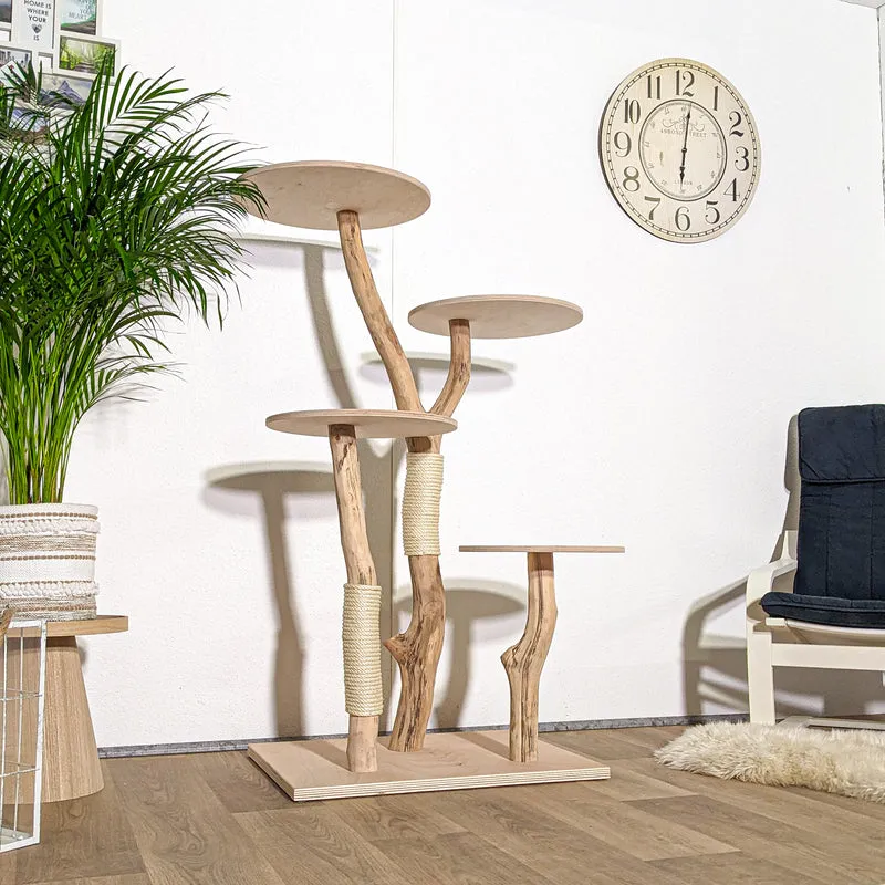 Naturkratzbaum 4322 Kratzbaum Natur Holz Design 143 cm hoch Katzenbaum