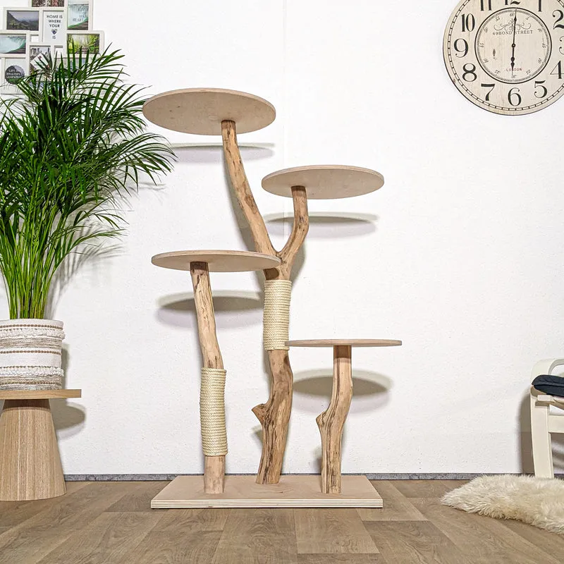 Naturkratzbaum 4322 Kratzbaum Natur Holz Design 143 cm hoch Katzenbaum