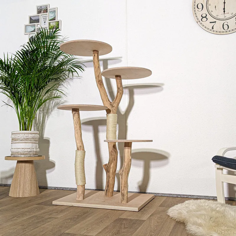 Naturkratzbaum 4322 Kratzbaum Natur Holz Design 143 cm hoch Katzenbaum