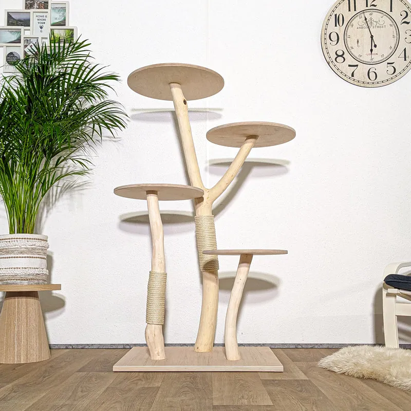 RESERVIERT + ÄNDERUNG Naturkratzbaum 4321 Kratzbaum Natur Holz Design 143 cm hoch Katzenbaum