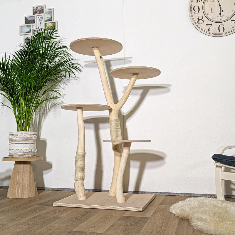 RESERVIERT + ÄNDERUNG Naturkratzbaum 4321 Kratzbaum Natur Holz Design 143 cm hoch Katzenbaum