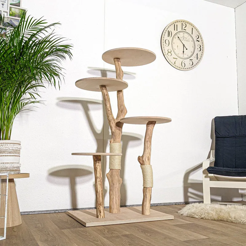 Naturkratzbaum 4320 Kratzbaum Natur Holz Design 145 cm hoch Katzenbaum