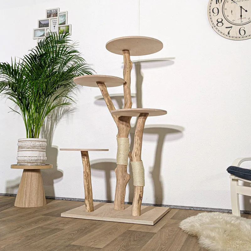 Naturkratzbaum 4320 Kratzbaum Natur Holz Design 145 cm hoch Katzenbaum