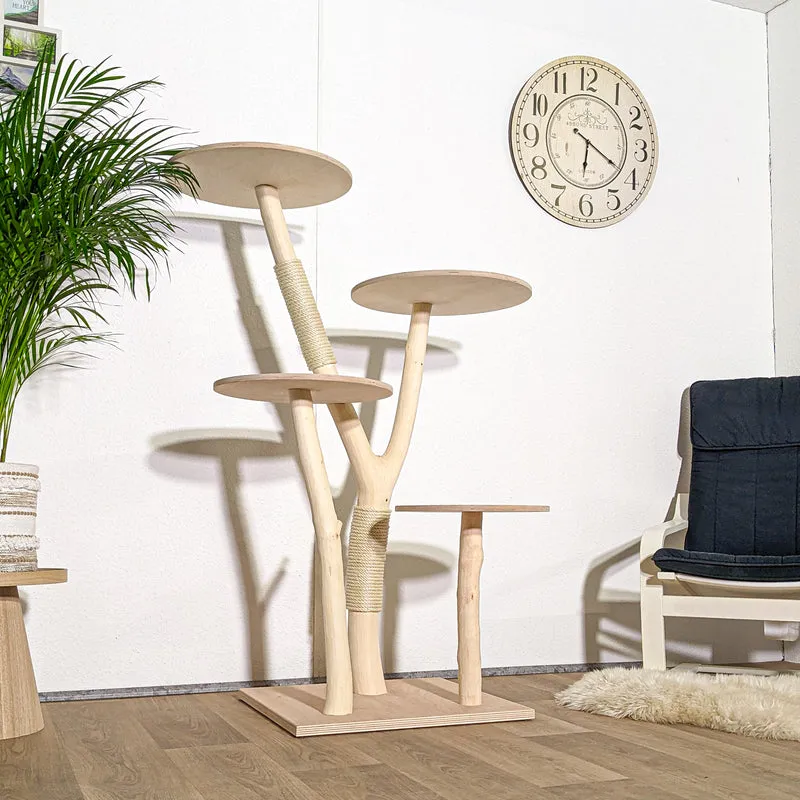 Naturkratzbaum 4318 Kratzbaum Natur Holz Design 143 cm hoch Katzenbaum