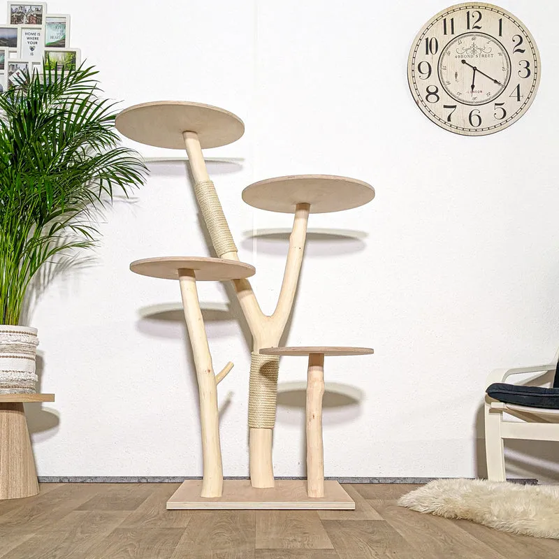 Naturkratzbaum 4318 Kratzbaum Natur Holz Design 143 cm hoch Katzenbaum