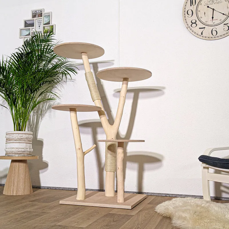 Naturkratzbaum 4318 Kratzbaum Natur Holz Design 143 cm hoch Katzenbaum