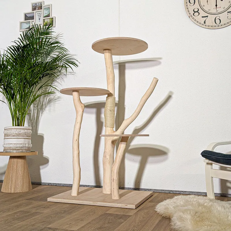 Naturkratzbaum 4315 Kratzbaum Natur Holz Design 134 cm hoch Katzenbaum