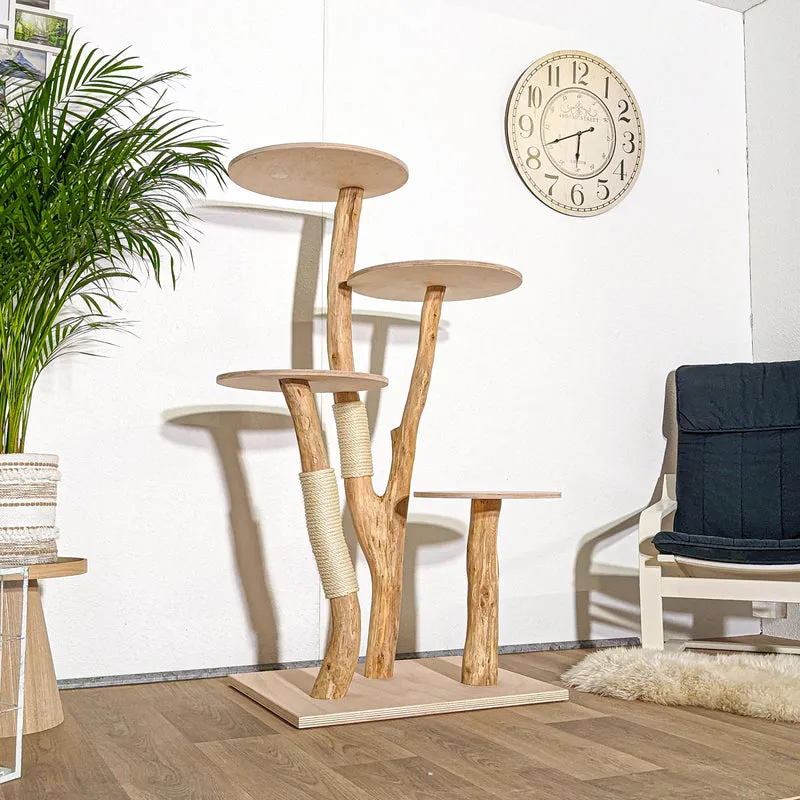 RESERVIERT + ÄNDEUNGEN - Naturkratzbaum 4313 Kratzbaum Natur Holz Design 145 cm hoch Katzenbaum