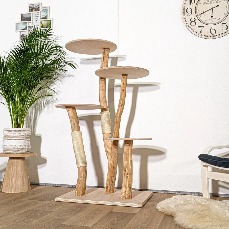 RESERVIERT + ÄNDEUNGEN - Naturkratzbaum 4313 Kratzbaum Natur Holz Design 145 cm hoch Katzenbaum