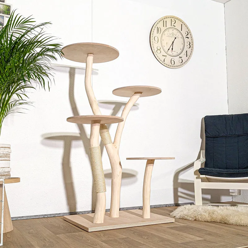 Naturkratzbaum 4312 Kratzbaum Natur Holz Design 145 cm hoch Katzenbaum