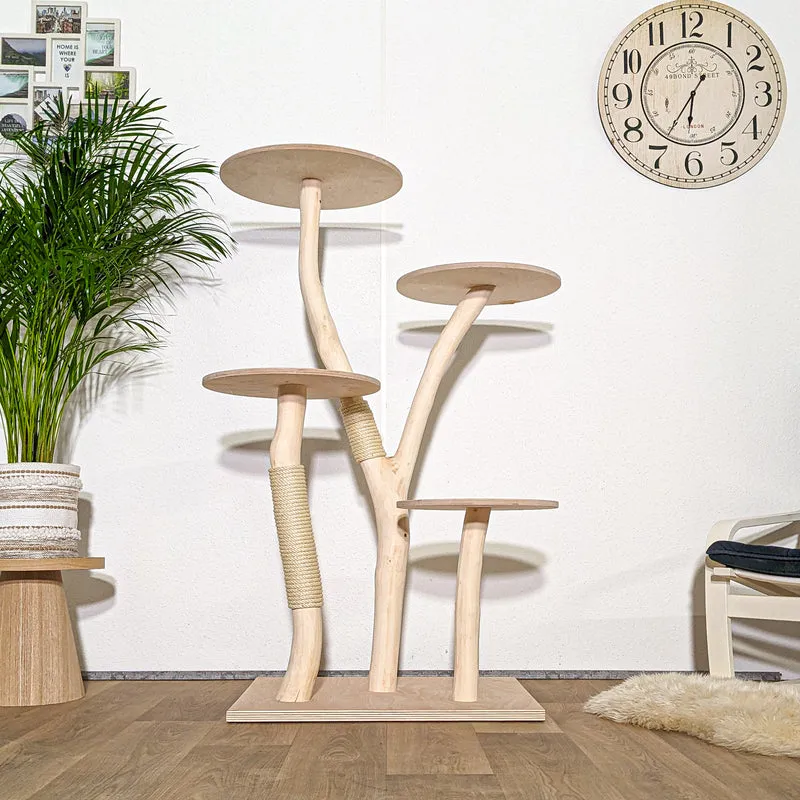 Naturkratzbaum 4312 Kratzbaum Natur Holz Design 145 cm hoch Katzenbaum