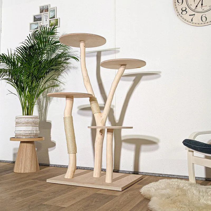 Naturkratzbaum 4312 Kratzbaum Natur Holz Design 145 cm hoch Katzenbaum