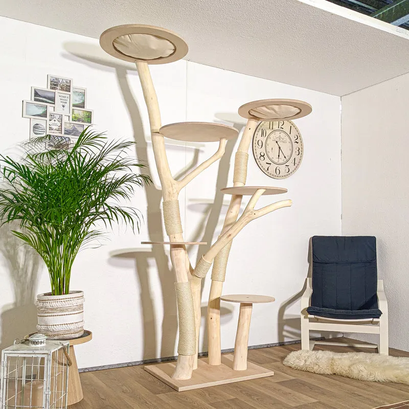 Naturkratzbaum 4308 Kratzbaum Natur Holz Design 225 cm hoch Katzenbaum