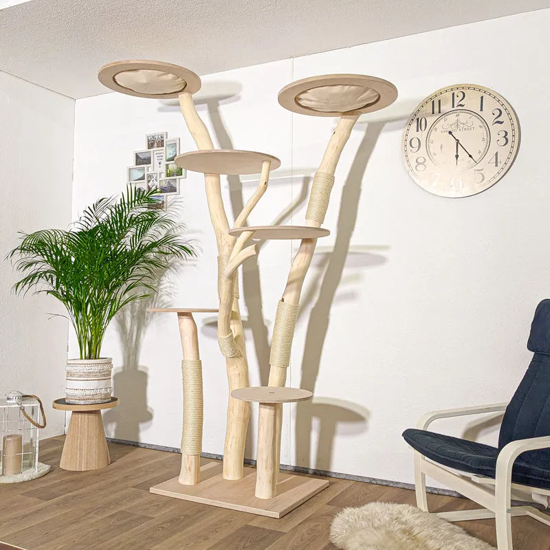 Naturkratzbaum 4308 Kratzbaum Natur Holz Design 225 cm hoch Katzenbaum
