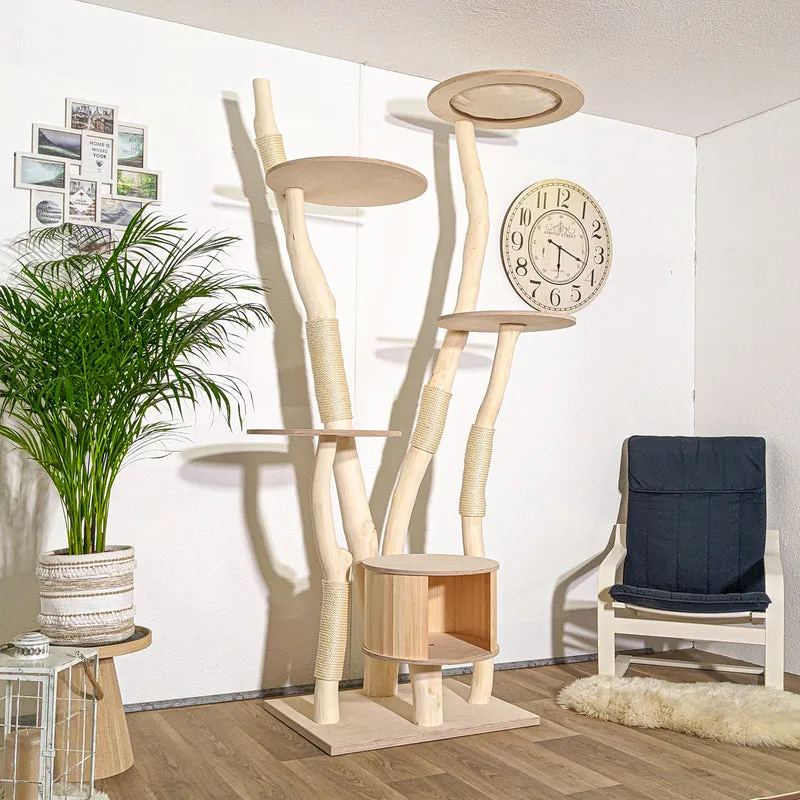Naturkratzbaum 4307 Kratzbaum Natur Holz Design 225 cm hoch Katzenbaum