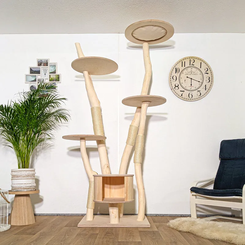 Naturkratzbaum 4307 Kratzbaum Natur Holz Design 225 cm hoch Katzenbaum