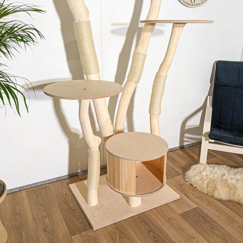 Naturkratzbaum 4307 Kratzbaum Natur Holz Design 225 cm hoch Katzenbaum