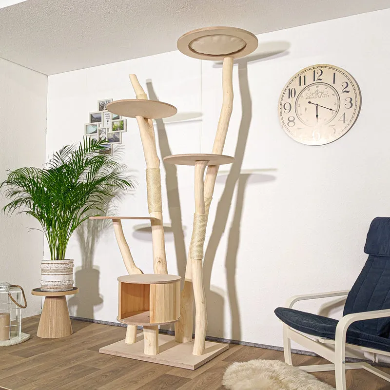 Naturkratzbaum 4307 Kratzbaum Natur Holz Design 225 cm hoch Katzenbaum