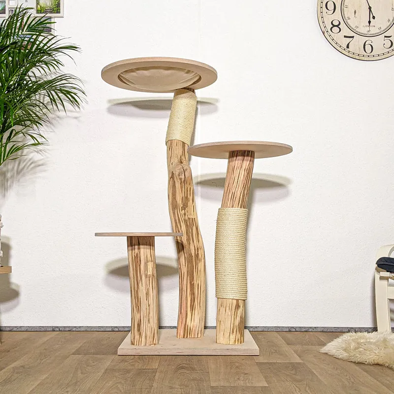Naturkratzbaum 4306 Kratzbaum Natur Holz Design 135 cm hoch Katzenbaum