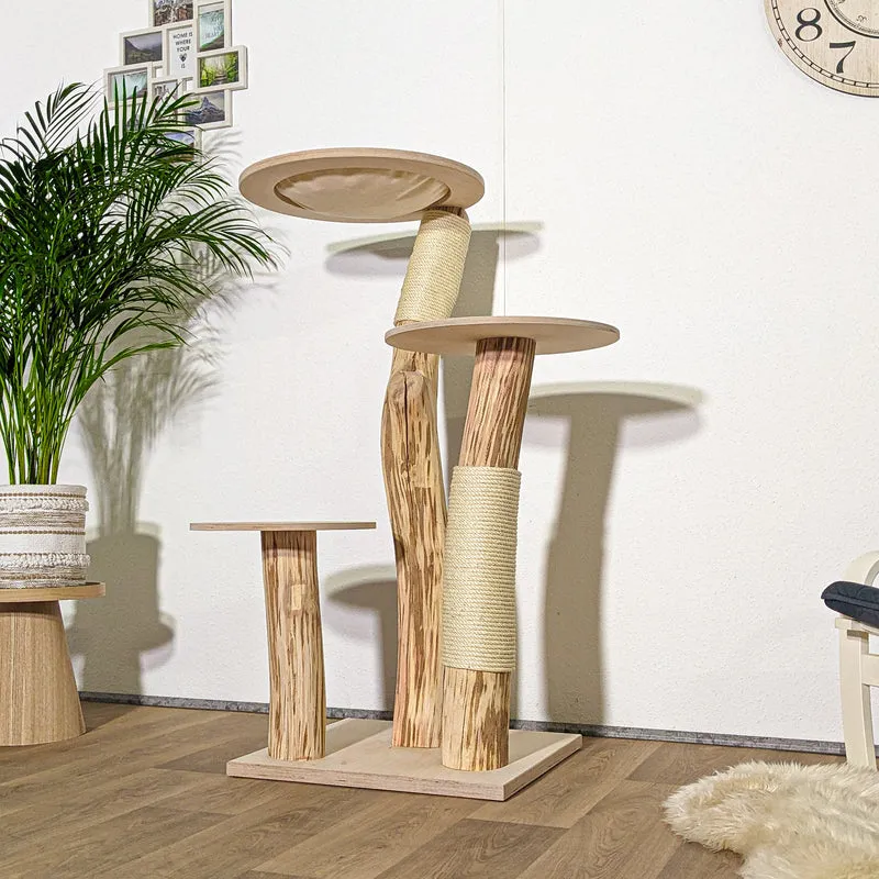 Naturkratzbaum 4306 Kratzbaum Natur Holz Design 135 cm hoch Katzenbaum