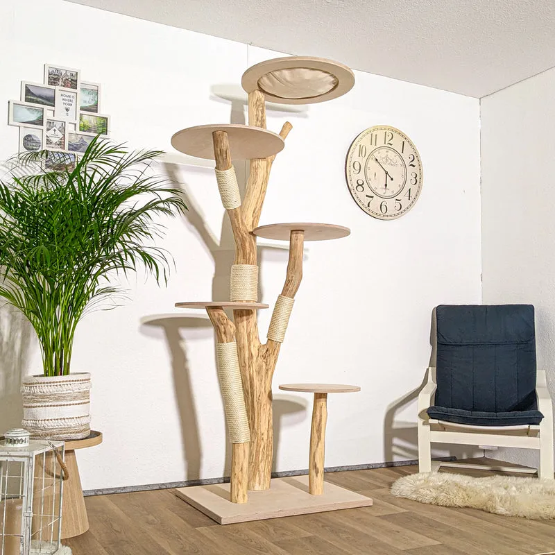 Naturkratzbaum 4305 Kratzbaum Natur Holz Design 215 cm hoch Katzenbaum