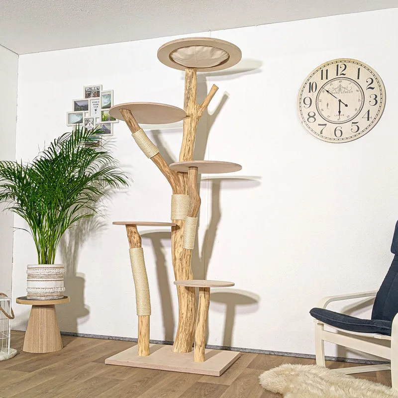 Naturkratzbaum 4305 Kratzbaum Natur Holz Design 215 cm hoch Katzenbaum
