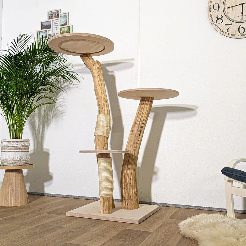 Naturkratzbaum 4294 Kratzbaum Natur Holz Design 148 cm hoch Katzenbaum