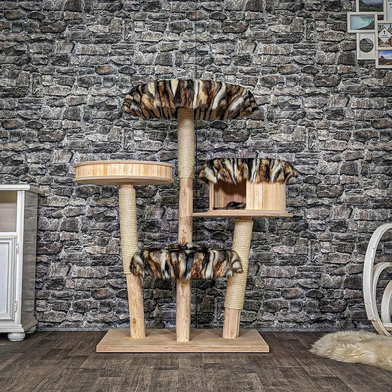 Naturkratzbaum C0009 Kratzbaum Natur Holz Design 124 cm hoch Katzenbaum