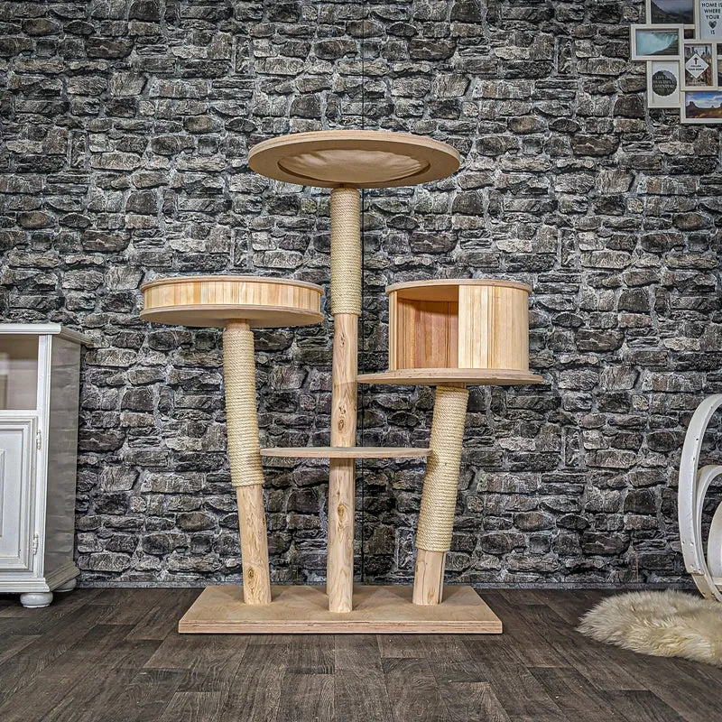 Naturkratzbaum C0009 Kratzbaum Natur Holz Design 124 cm hoch Katzenbaum