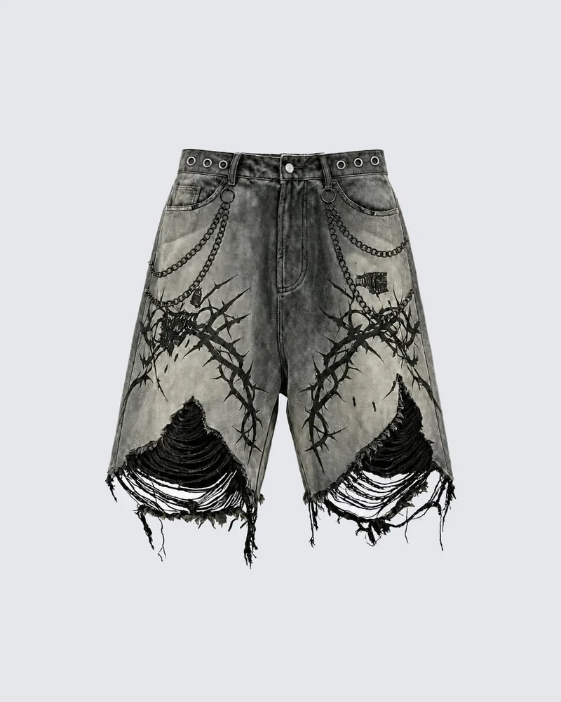 KIIKIO Gothic Distressed Shorts