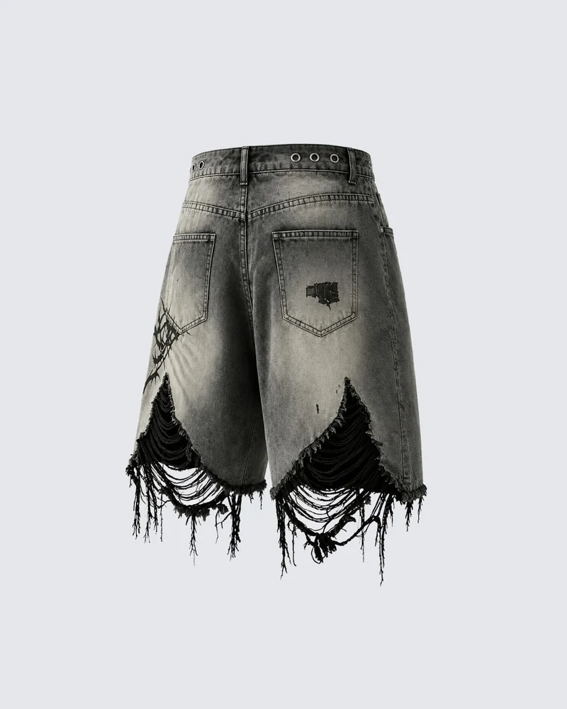 KIIKIO Gothic Distressed Shorts