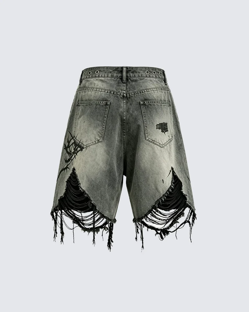 KIIKIO Gothic Distressed Shorts