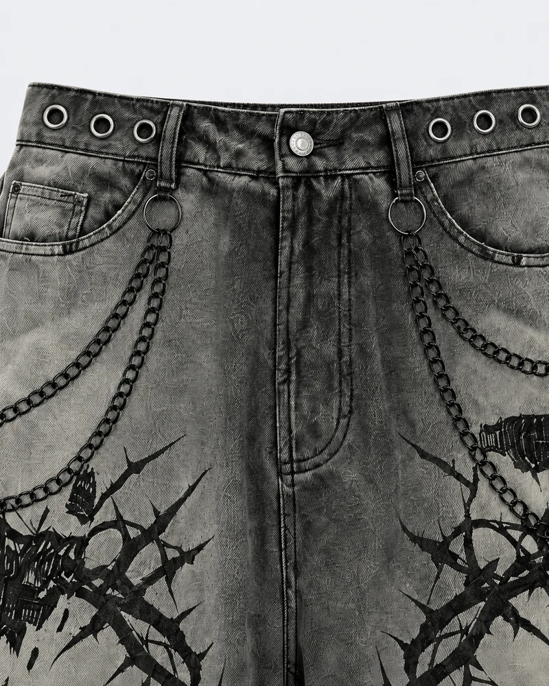 KIIKIO Gothic Distressed Shorts