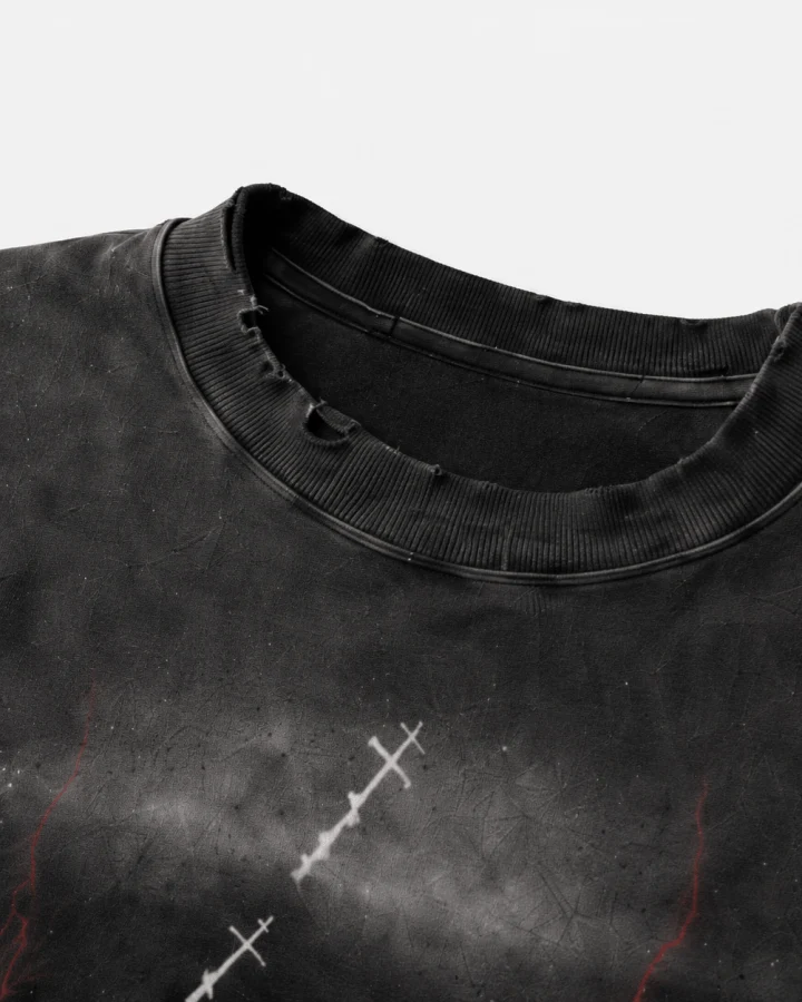 KIIKIO Distressed Angel Cross Graphic Layered T-Shirt