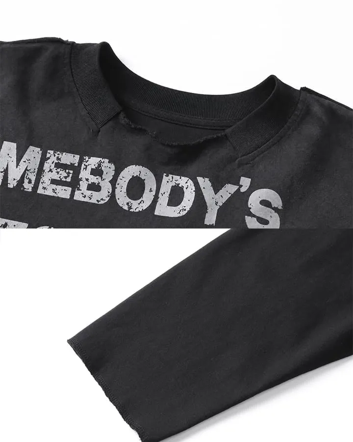 KIIKIO Grunge Washed Printed Long Sleeve T-Shirt