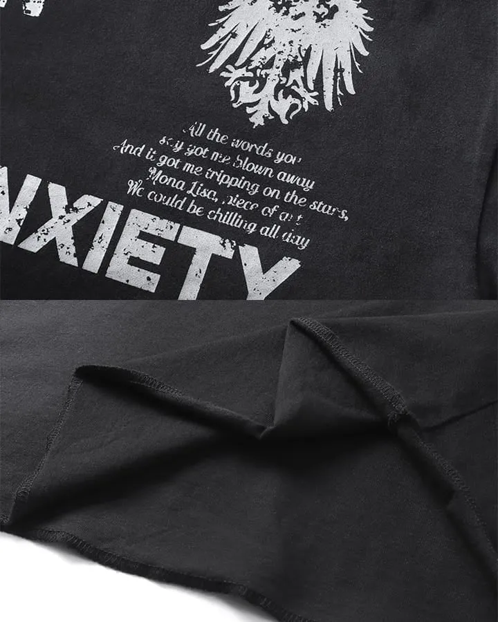 KIIKIO Grunge Washed Printed Long Sleeve T-Shirt