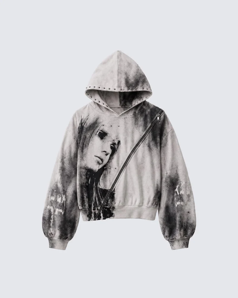 KIIKIO Subculture Gothic Grunge Zipper Hoodie