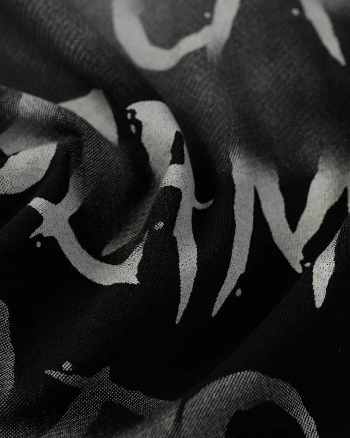KIIKIO Vintage Spray-Painted Letter Graphic Sweatshirt