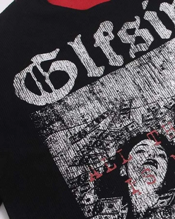 American Vintage-Style Rivet-Detail Graphic T-Shirt