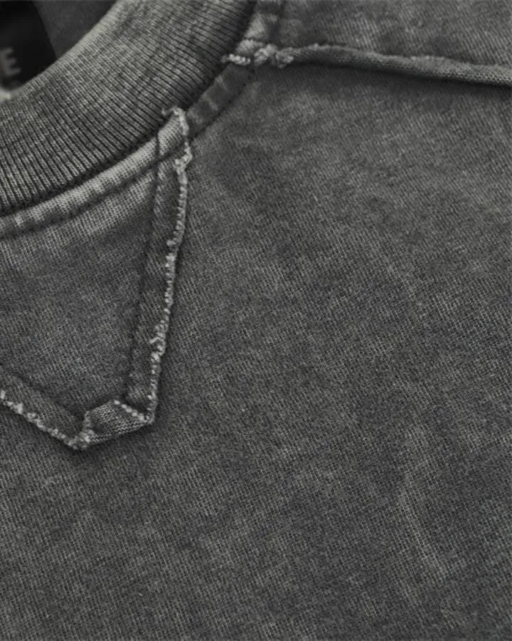 KIIKIO Simple Washed Panel Seam Long-Sleeve T-Shirt