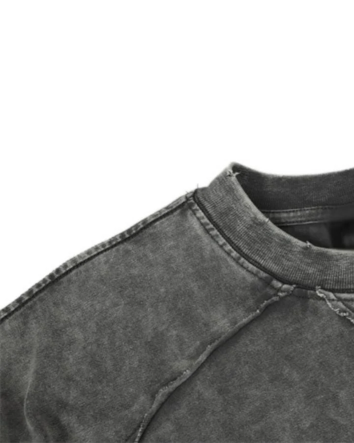 KIIKIO Simple Washed Panel Seam Long-Sleeve T-Shirt