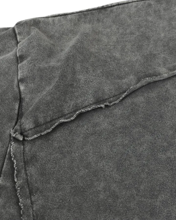 KIIKIO Simple Washed Panel Seam Long-Sleeve T-Shirt