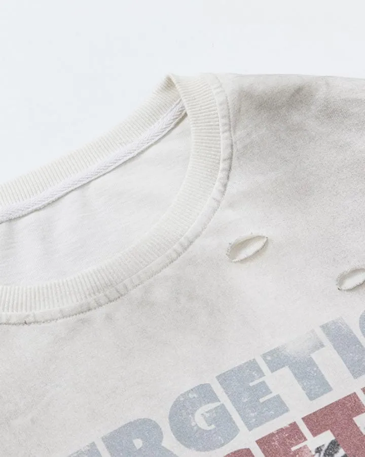 American-Style Distressed Camouflage "Faux-Layered" T-Shirt