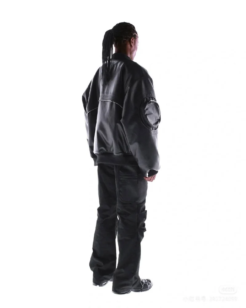 KIIKIO Sleek Leather Flight Cotton Jacket