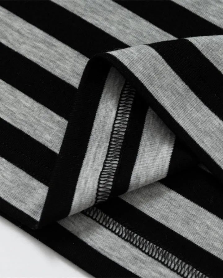 KIIKIO Retro Graphic Striped Polo Shirt